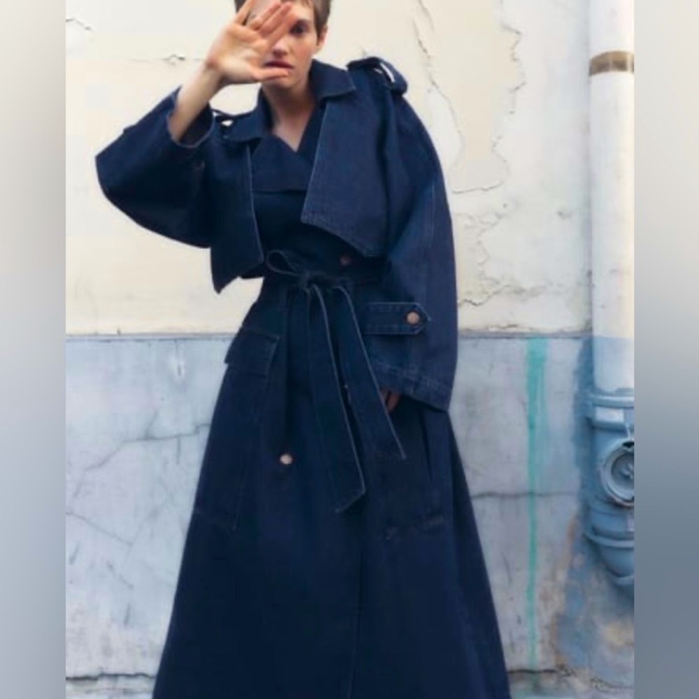 ZARA Coats & Trench Coats | Woman DENIM TRENCH COAT WITH POCKETS Navy blue